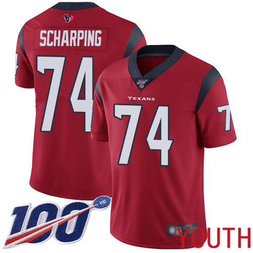 Houston Texans Limited Red Youth Max Scharping Alternate Jersey NFL Football #74 100th Season Vapor Untouchable
